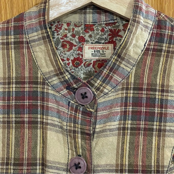 VTG Free People Plaid Jacket S - Picture 2 of 3